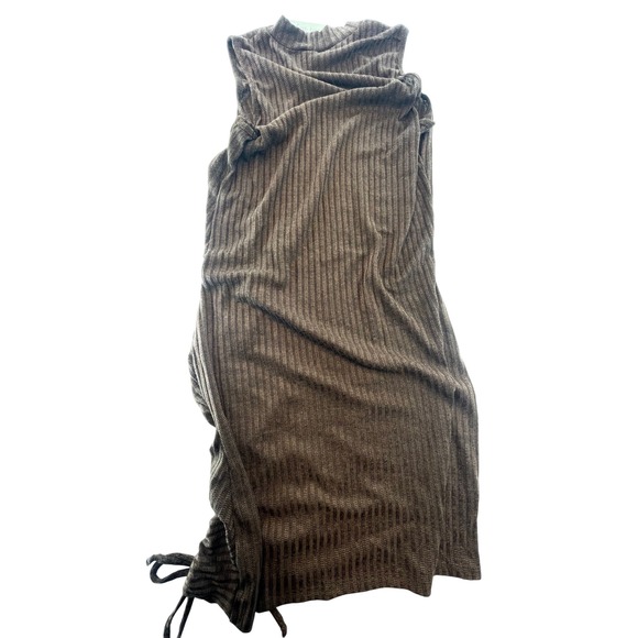 Urban Rose 1X Brown Ribbed‎ Knit Sleeveless Bodycon Mini Dress Women's - Picture 3 of 6